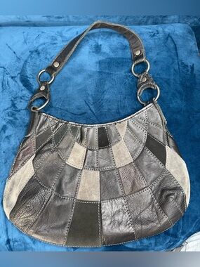 Vintage Lucky Brand Women's Patchwork Leather Hobo Shoulder Bag EUC